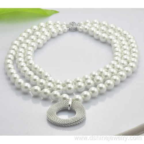Double Layers Imitation Pearl Shamballa Beads Necklace